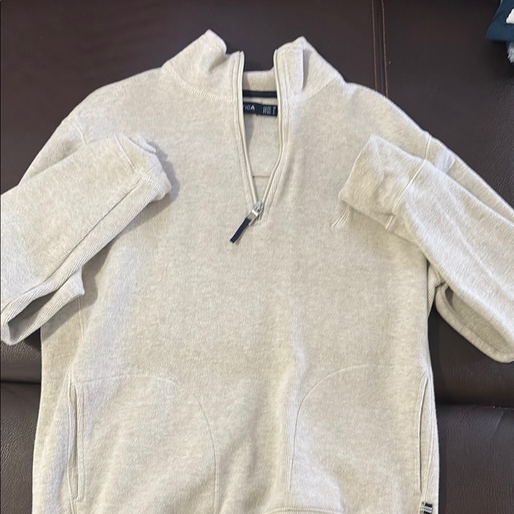 Nautica Cream Zip Up Sweater with Stand-Up Collar